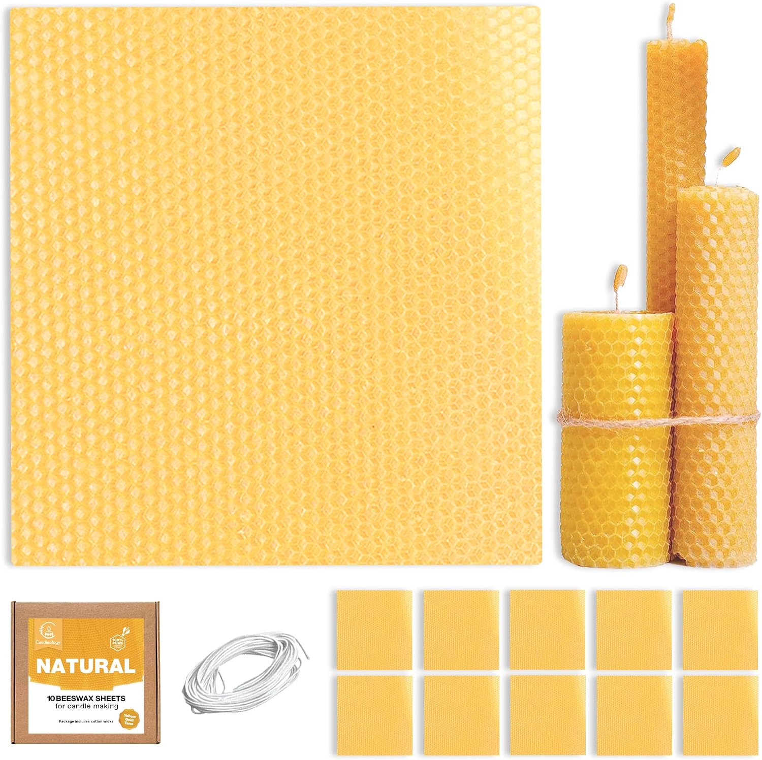 Natural Beeswax Sheets for Candle Making – 10 Pack