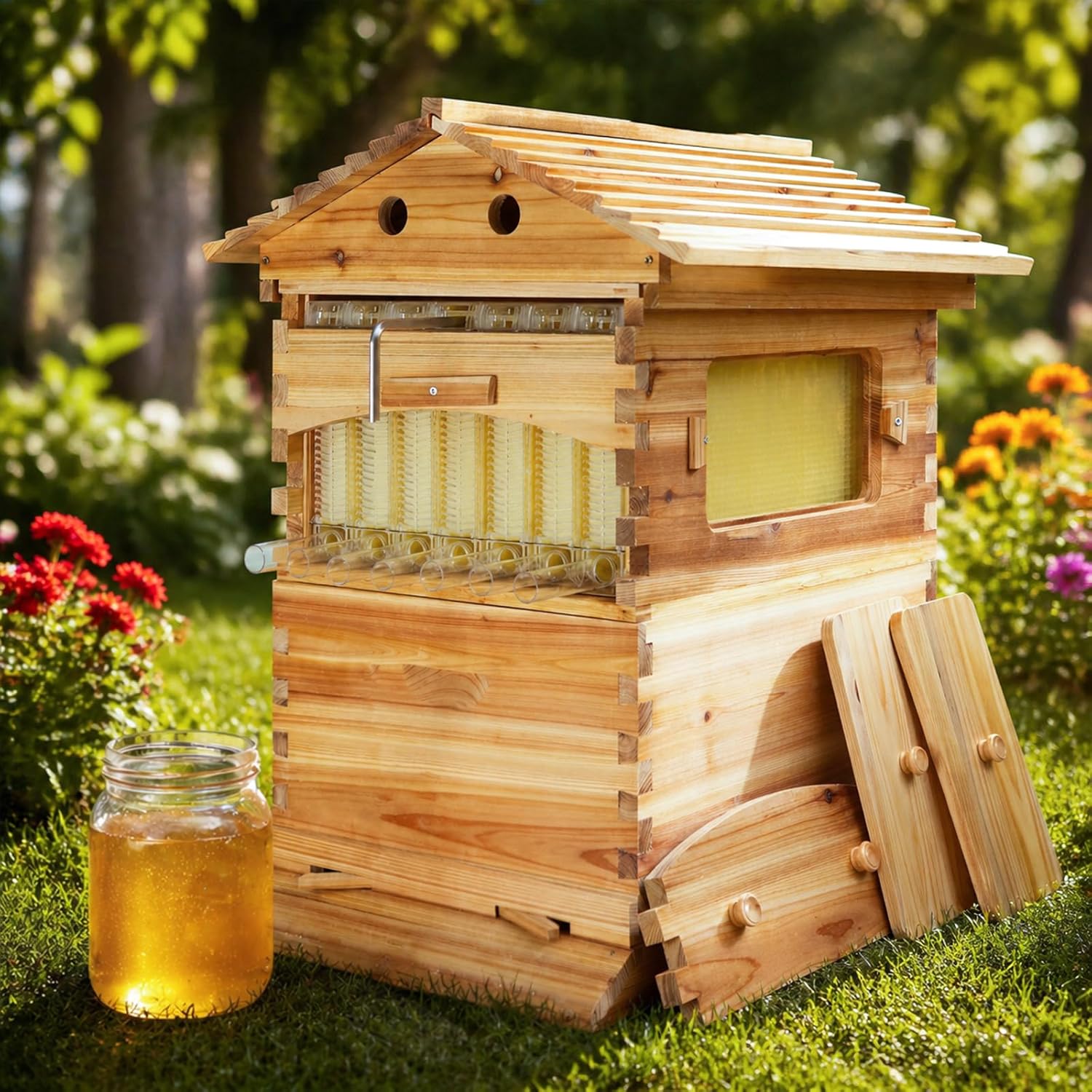 Natural Wood Bee Hive Starter Kit